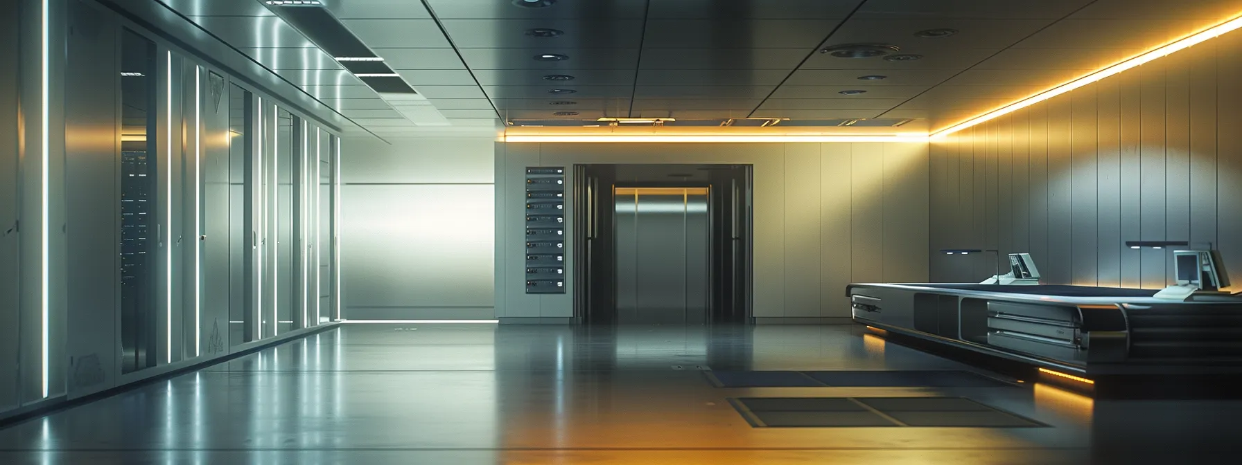 a futuristic server room with sleek, modern equipment showcasing advanced cloud networking and connectivity innovations.